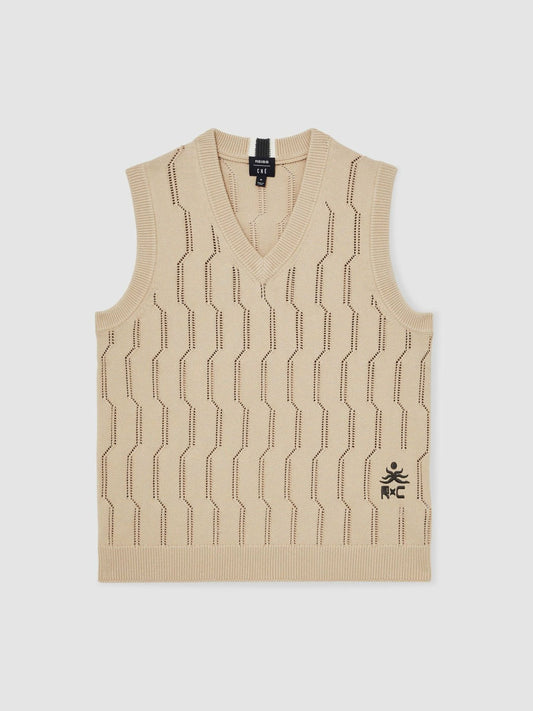 | Ché Pointelle V-Neck Vest Stone | Men