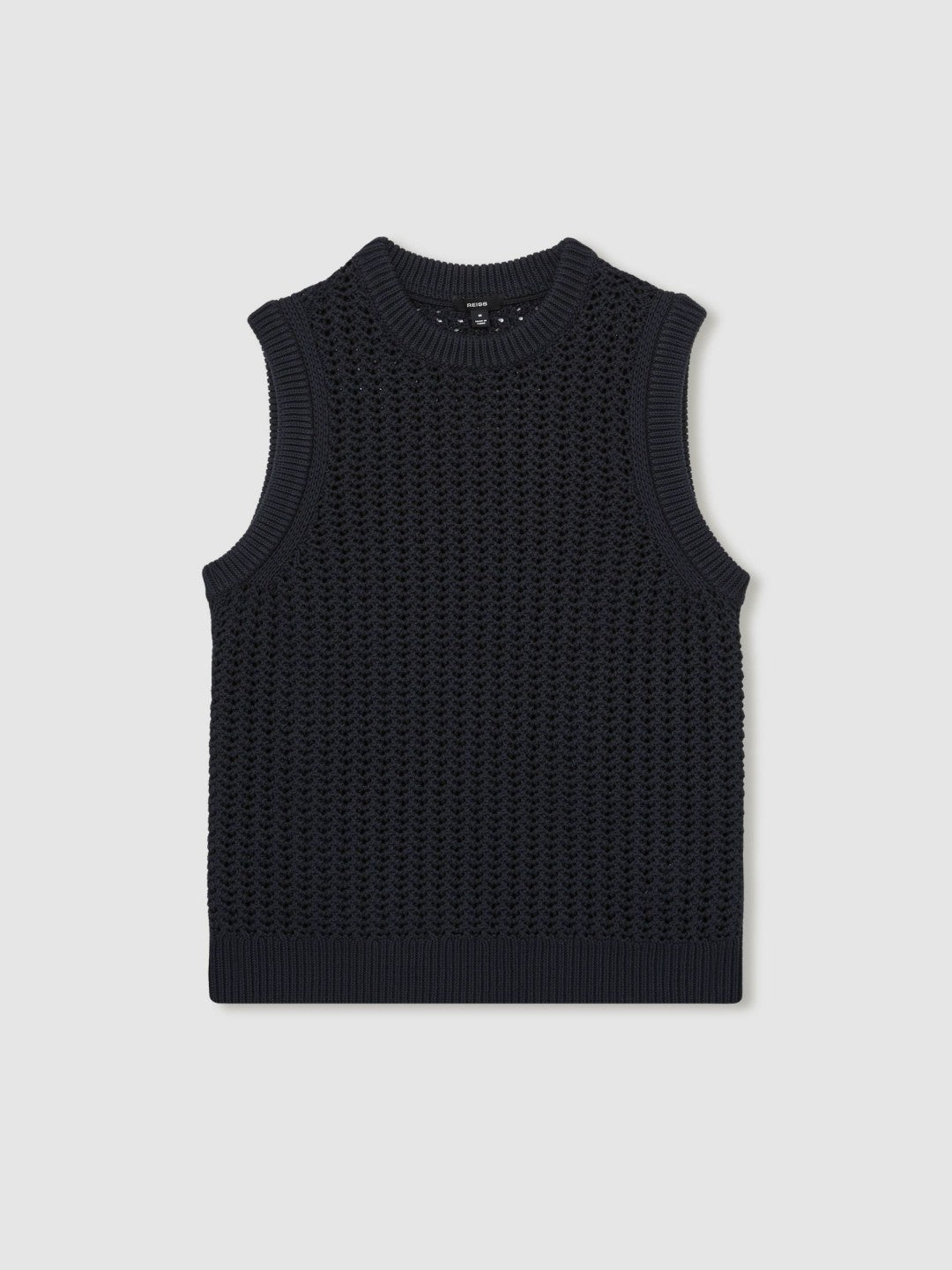 Cotton-Blend Crochet Vest Navy | Men