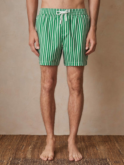 | Ché Stripe Swim Shorts Green/White | Men