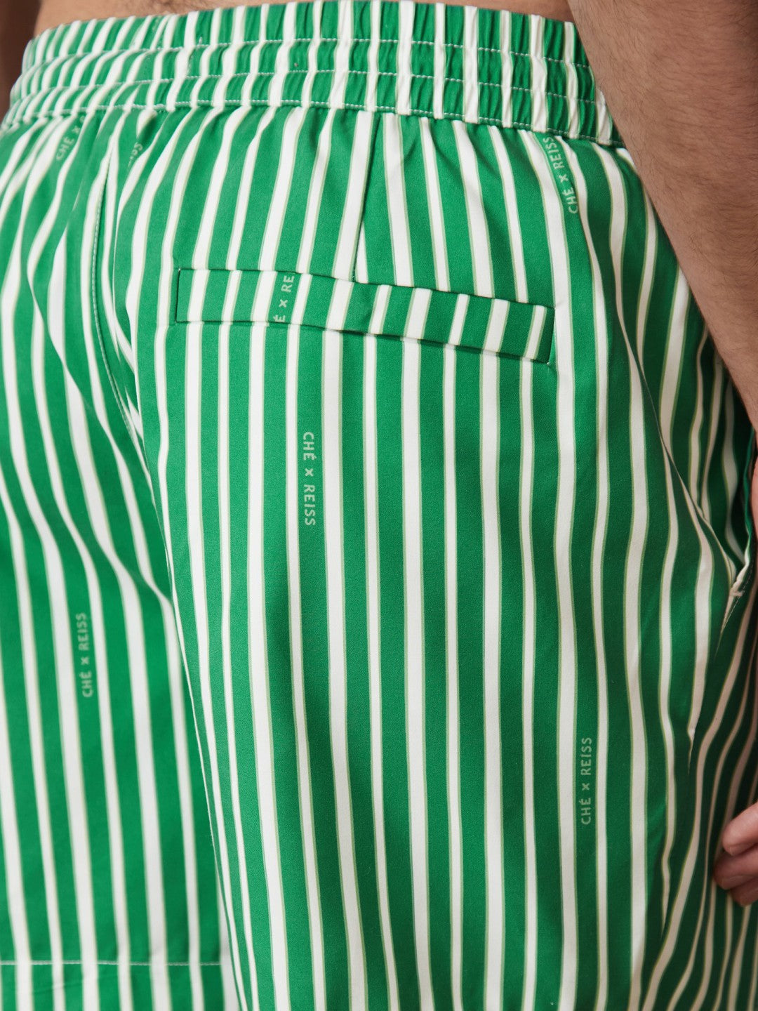 | Ché Stripe Swim Shorts Green/White | Men