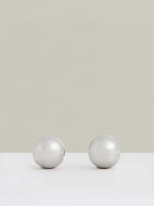 Polished Ball Huggie Earrings Silver Tone | Women