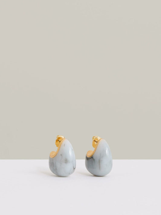 Curve Marble Scoop Earrings Gold Tone | Women
