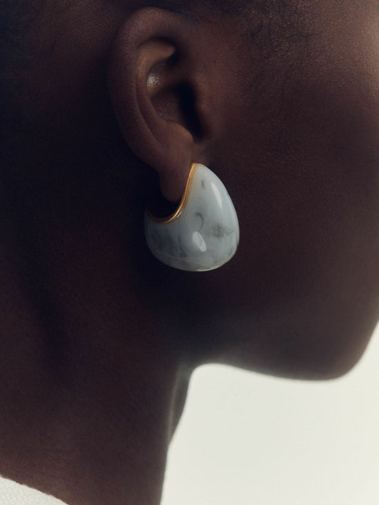 Curve Marble Scoop Earrings Gold Tone | Women