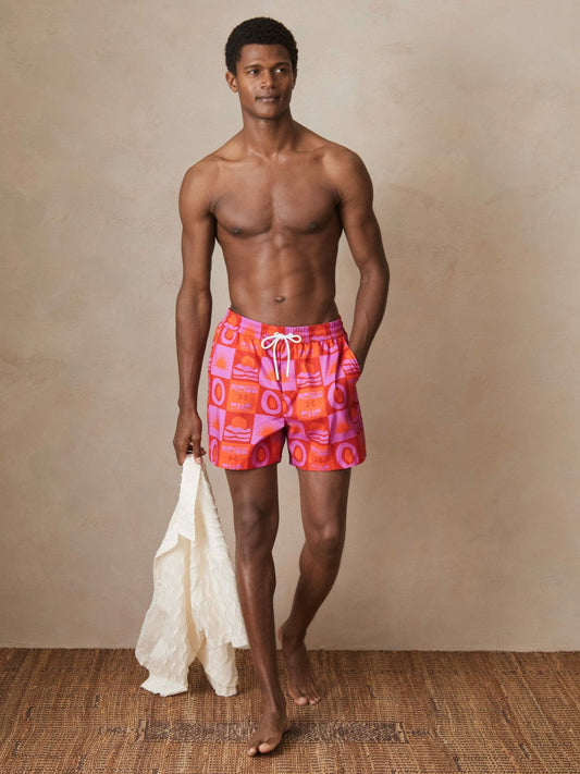 | Ché Sunset-Print Swim Shorts Orange/Pink | Men