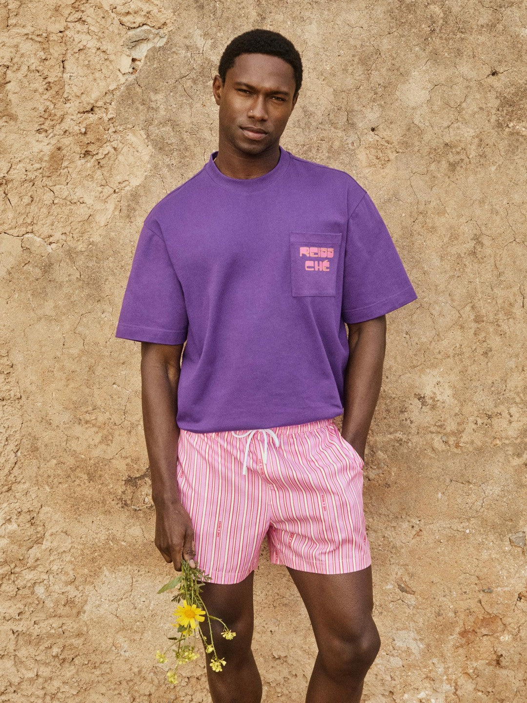 | Ché Stripe Swim Shorts Pink/White | Men