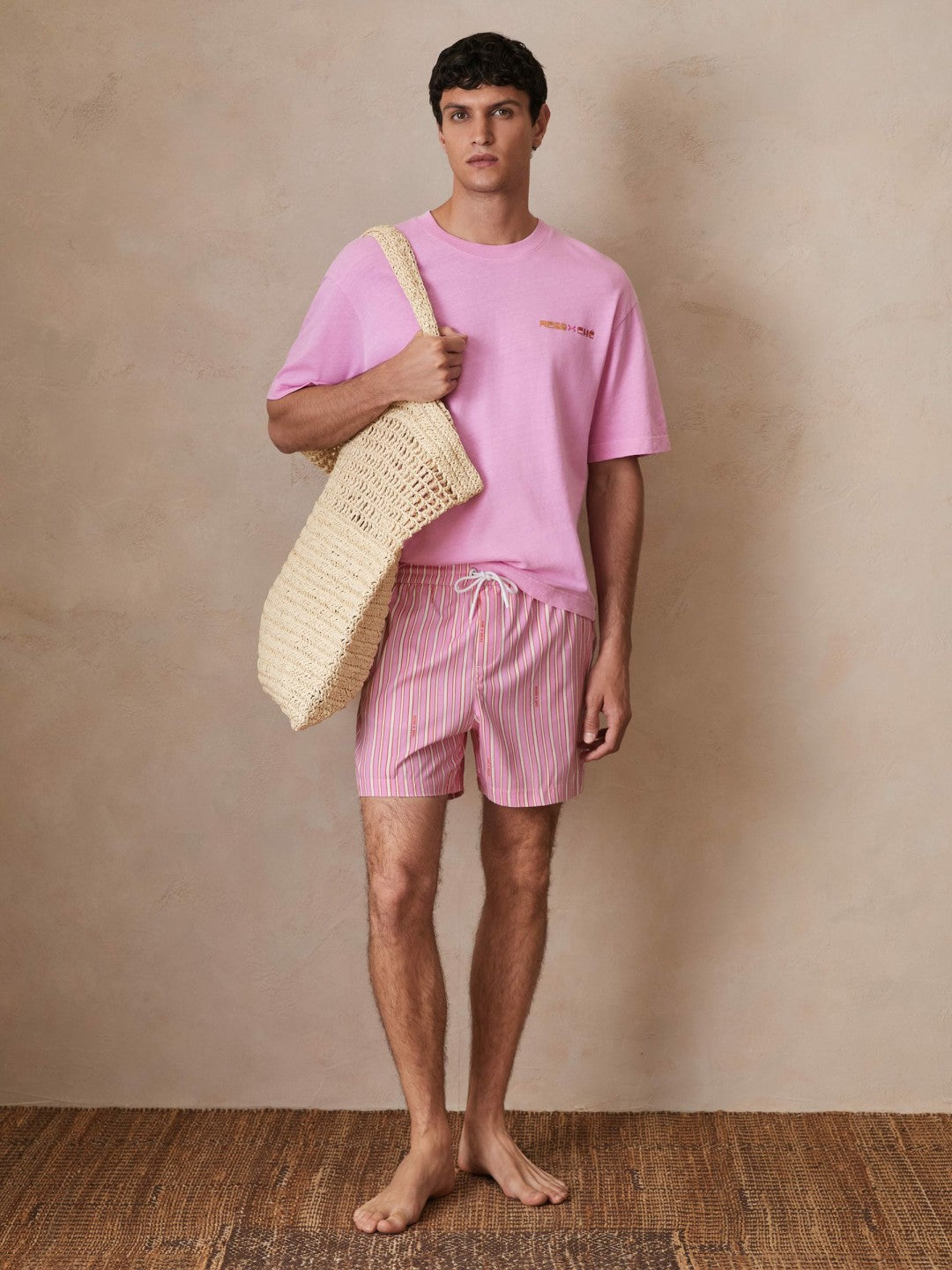 | Ché Stripe Swim Shorts Pink/White | Men