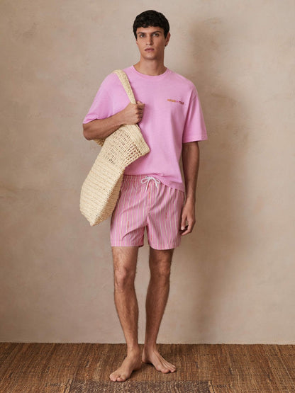 | Ché Stripe Swim Shorts Pink/White | Men