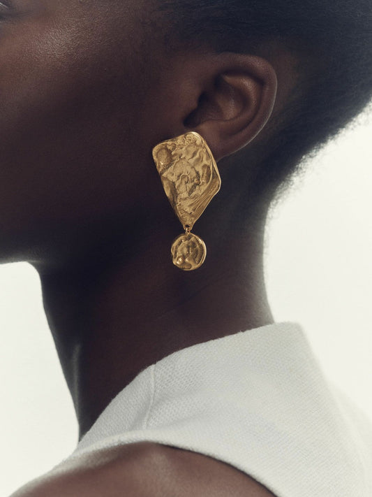Molten Large Drop Earrings Gold Tone | Women