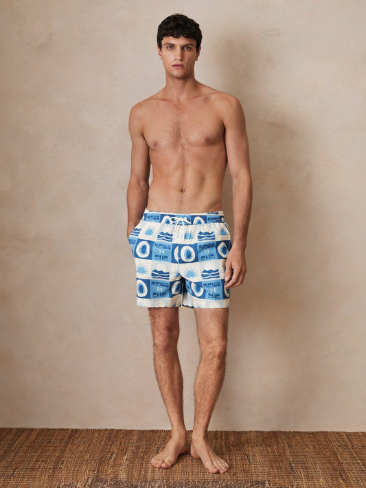 | Ché Sunset-Print Swim Shorts Blue Multi | Men