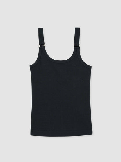 Stretch-Cotton D-Ring Strap Vest Navy | Women