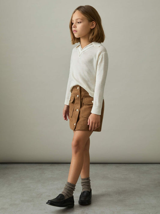 4-9 yrs Suede Flap Pocket Skirt Tan | Children & Baby