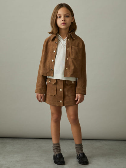 9-13 yrs Suede Cropped Jacket Tan | Children & Baby