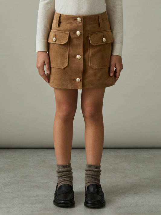 9-13 yrs Suede Flap Pocket Skirt Tan | Children & Baby
