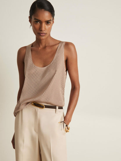 Atelier Laser-Cut Vest Top Taupe | Women
