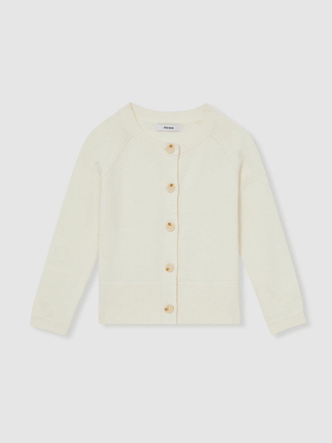 13-14 yrs Cotton Crew-Neck Cardigan Ivory | Children & Baby