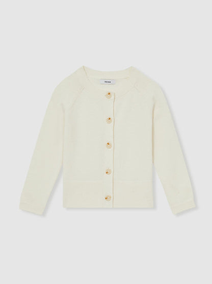 13-14 yrs Cotton Crew-Neck Cardigan Ivory | Children & Baby