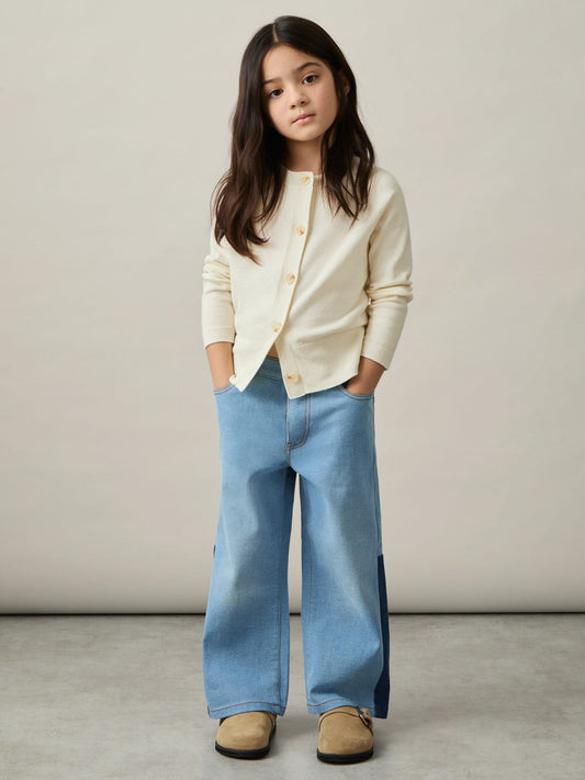 13-14 yrs Cotton Crew-Neck Cardigan Ivory | Children & Baby