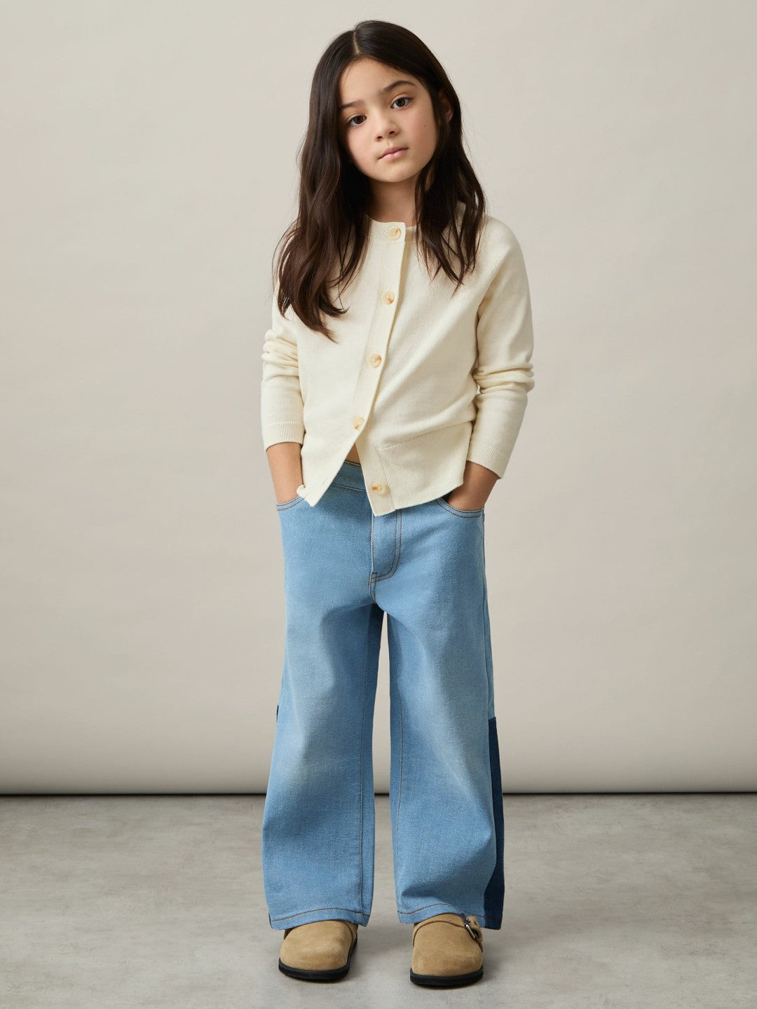 4-9 yrs Cotton Crew-Neck Cardigan Ivory | Children & Baby