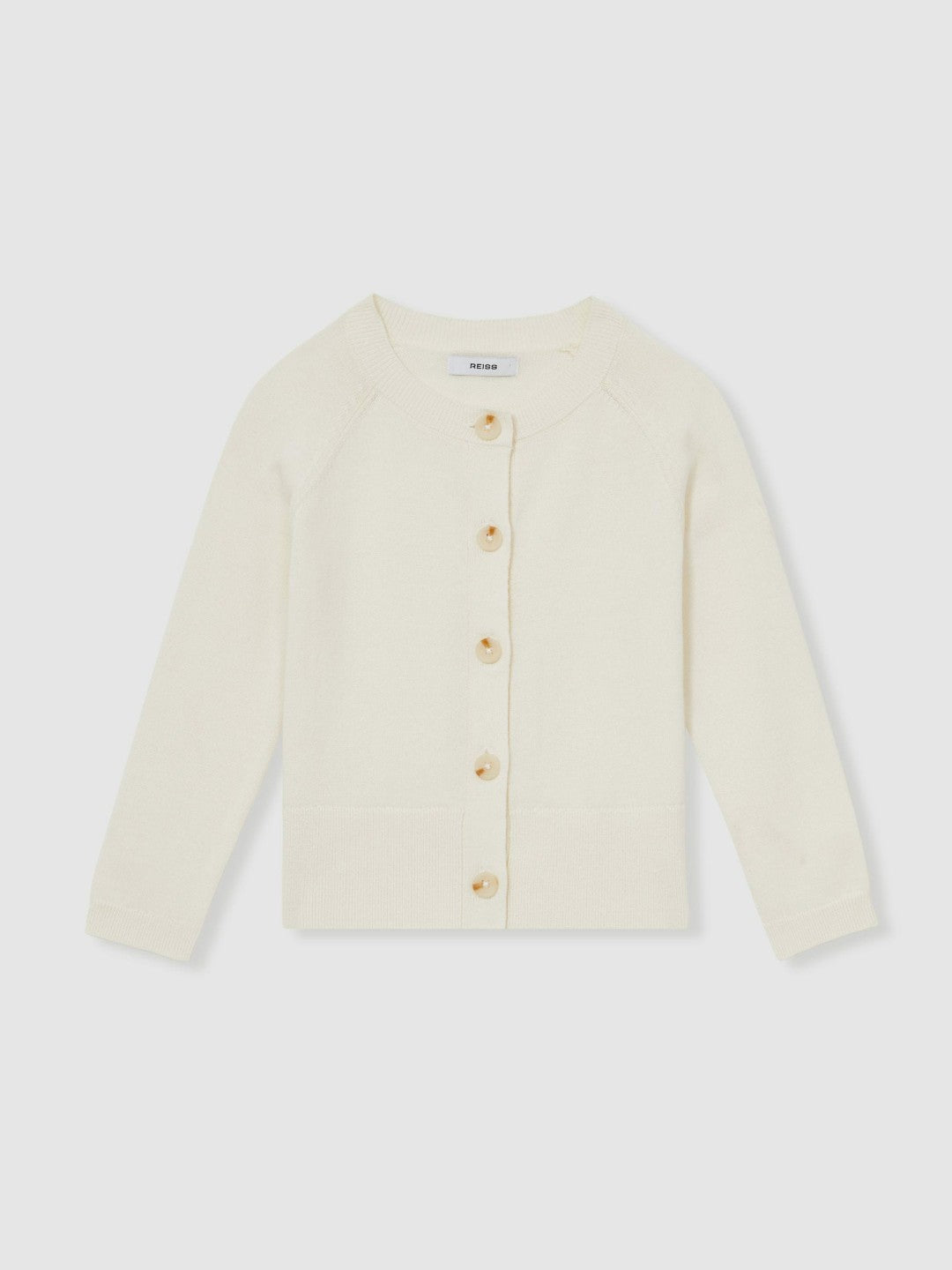 4-9 yrs Cotton Crew-Neck Cardigan Ivory | Children & Baby