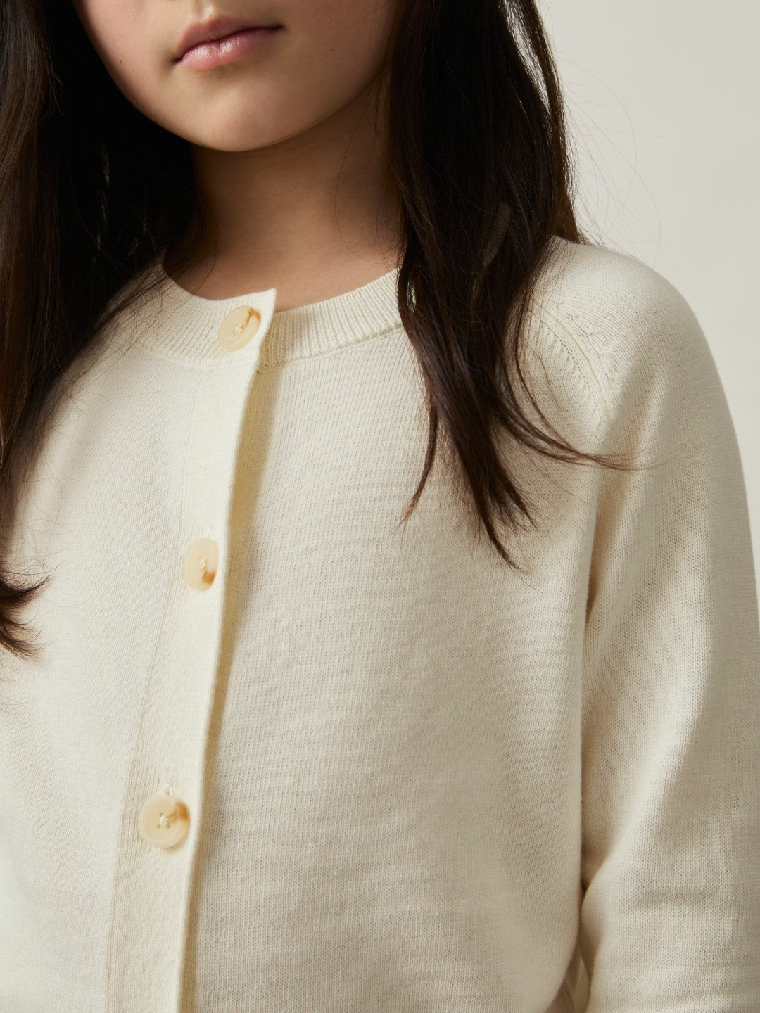 4-9 yrs Cotton Crew-Neck Cardigan Ivory | Children & Baby