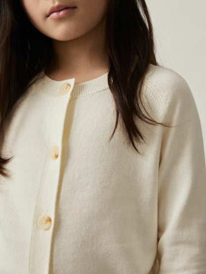 4-9 yrs Cotton Crew-Neck Cardigan Ivory | Children & Baby