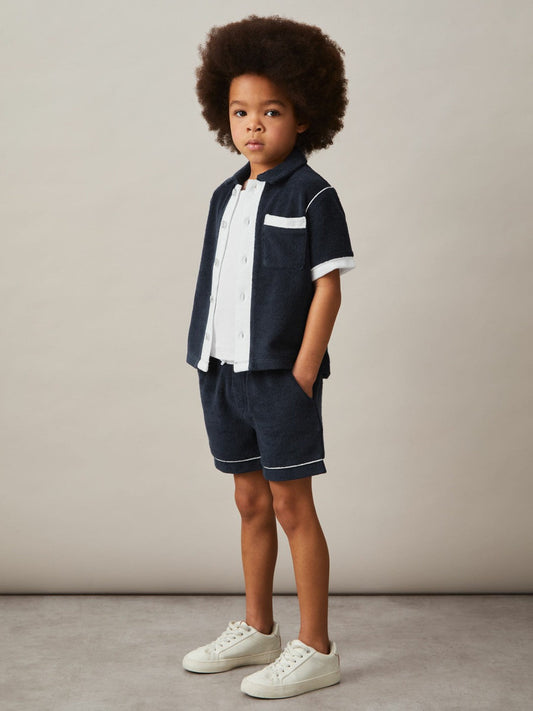 3-9 yrs Velour Colour-Block Shorts Blue Multi | Children & Baby
