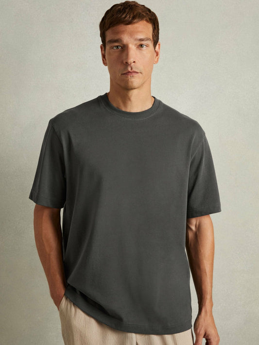 Cotton Garment-Dyed Oversized T-Shirt Washed Black | Men