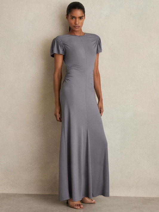 Modal Blend Ruched Jersey Dress Grey | Women