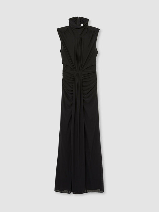 Sheer Ruched Maxi Dress Black | Women