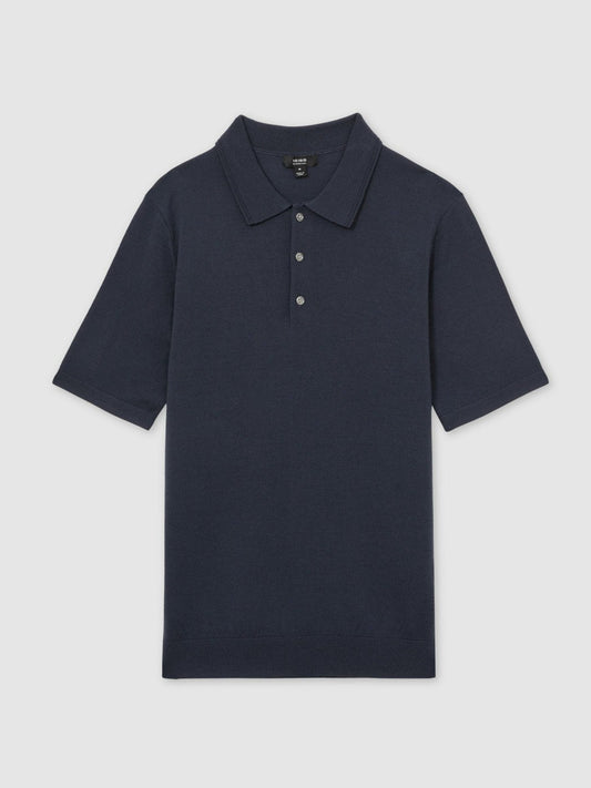 Merino Wool Short-Sleeve Polo Shirt Midnight Navy | Men