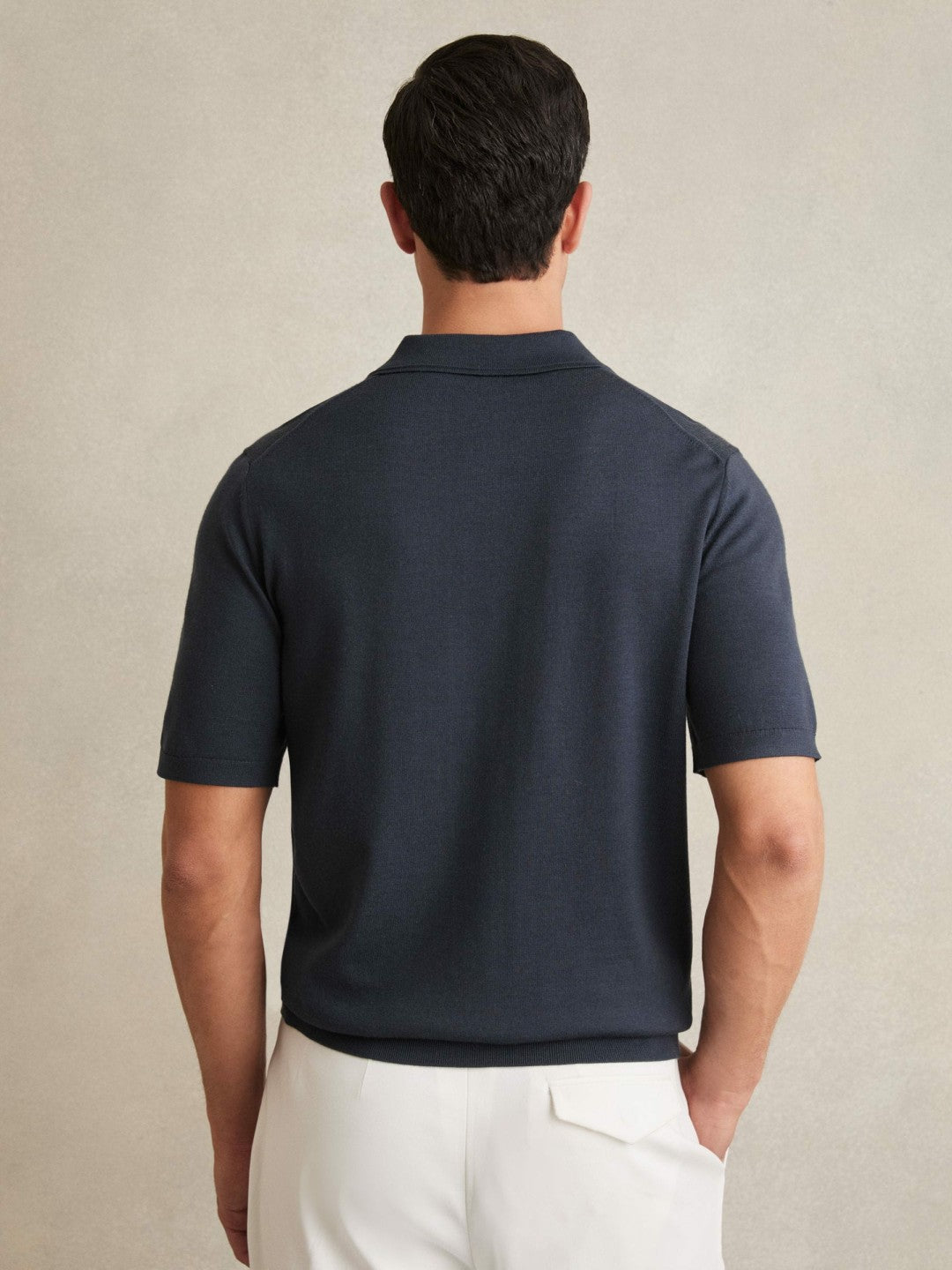 Merino Wool Short-Sleeve Polo Shirt Midnight Navy | Men