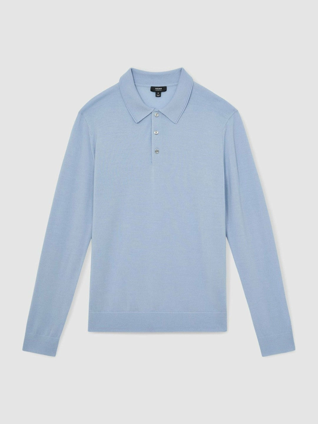 Merino Wool Long-Sleeve Polo Shirt Soft Blue | Men