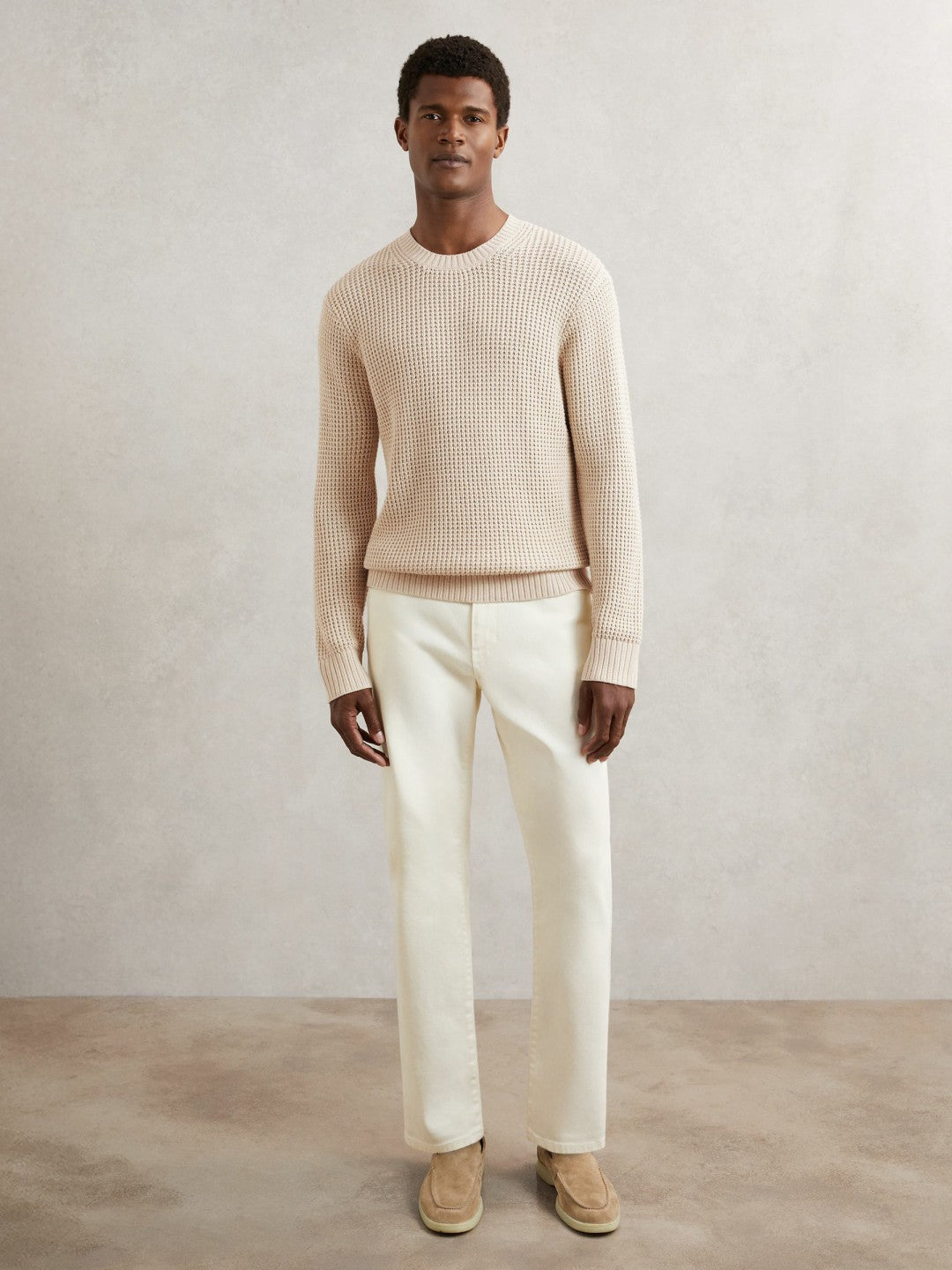 Paige Cotton Waffle-Knit Sweater Natural | Men