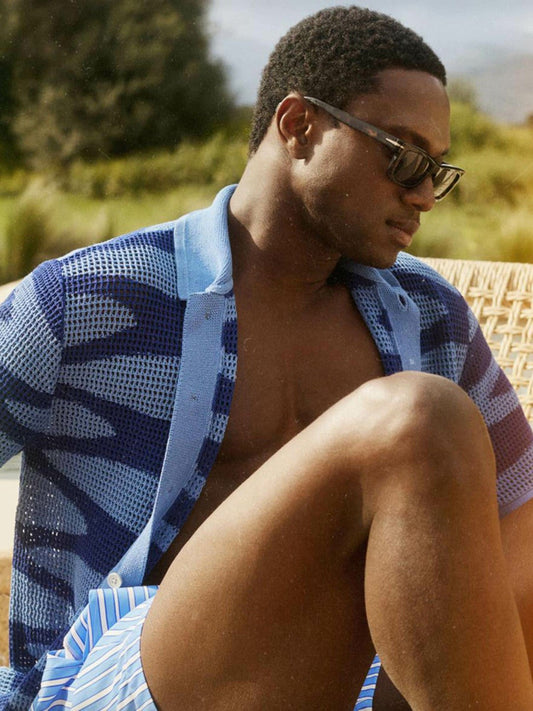 | Ché Wave Crochet Shirt Blue | Men
