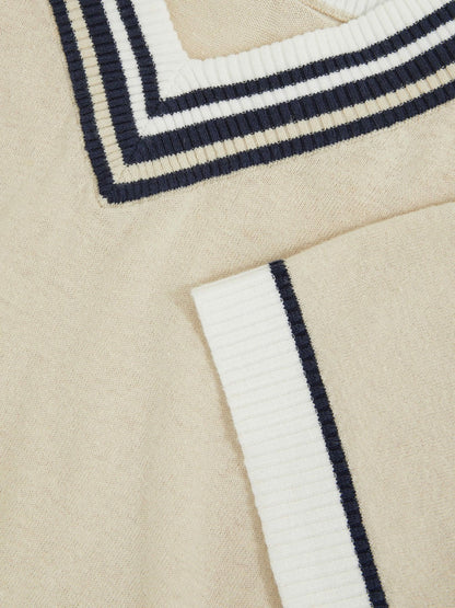 4-9 yrs Cotton-Linen Knit V-Neck Cricket Top Neutral | Children & Baby