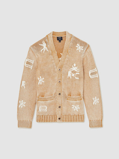 | Ché Motif-Embroidered Cardigan Camel | Men