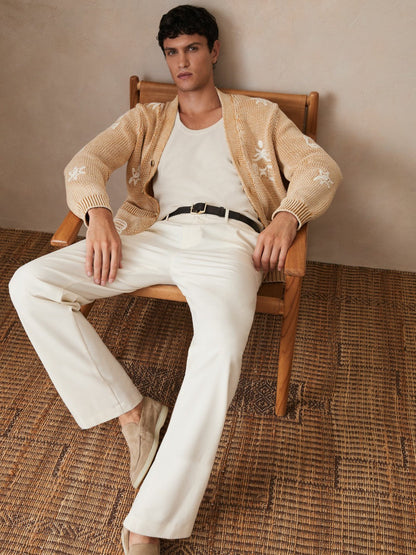 | Ché Motif-Embroidered Cardigan Camel | Men