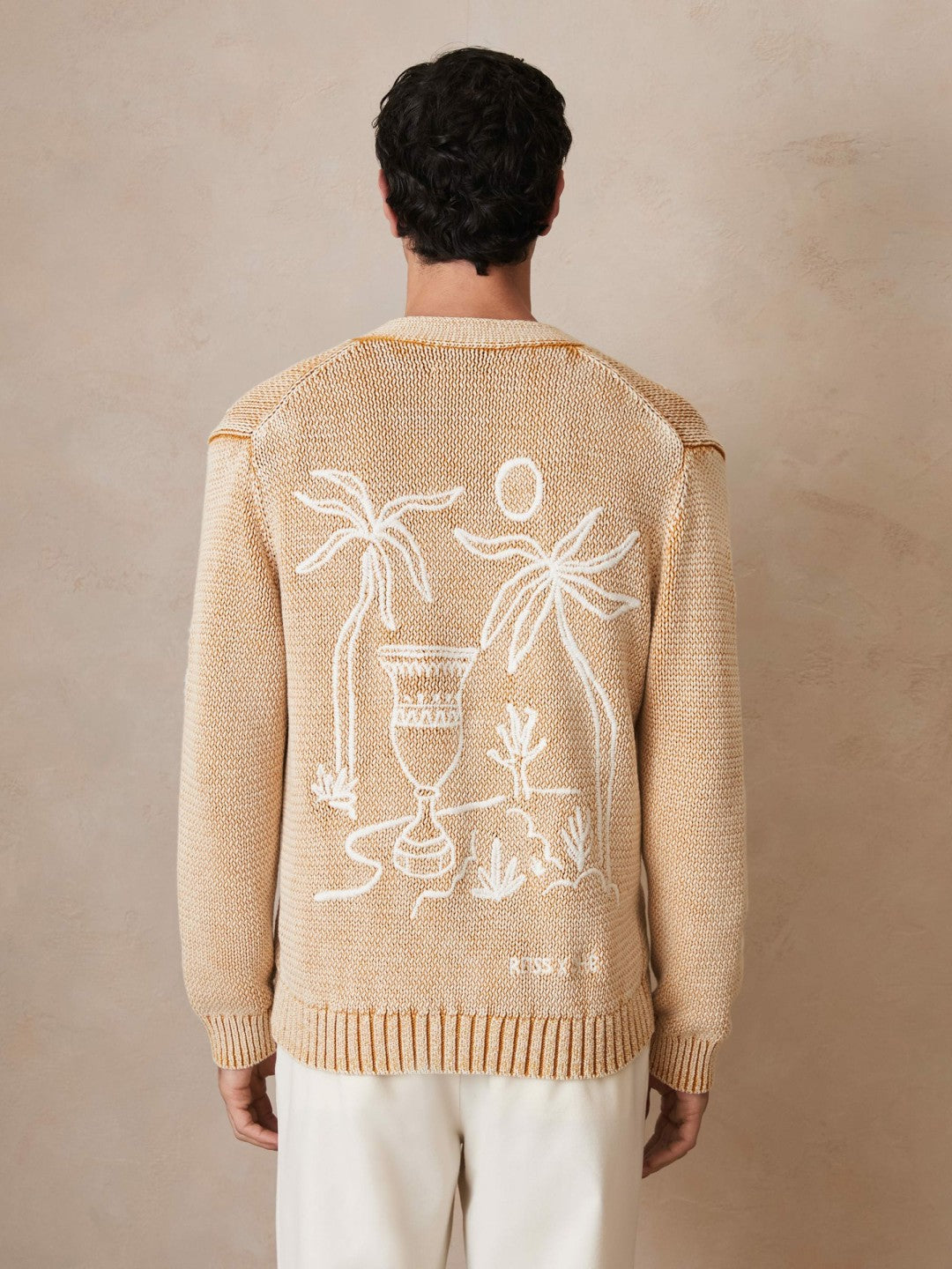 | Ché Motif-Embroidered Cardigan Camel | Men