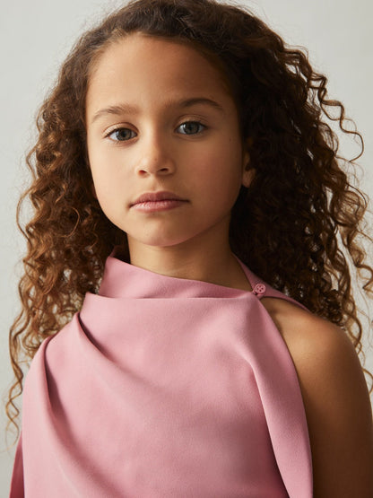 13-14 yrs One-Shoulder Draped Dress Pink | Children & Baby