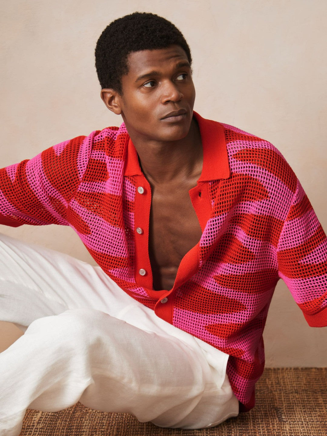 | Ché Wave Crochet Shirt Pink | Men
