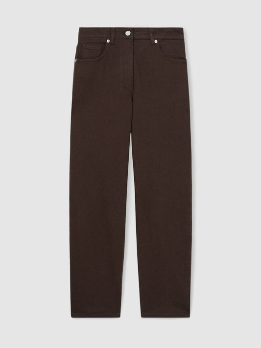 Petite Mid-Rise Straight-Leg Jeans Chocolate | Women