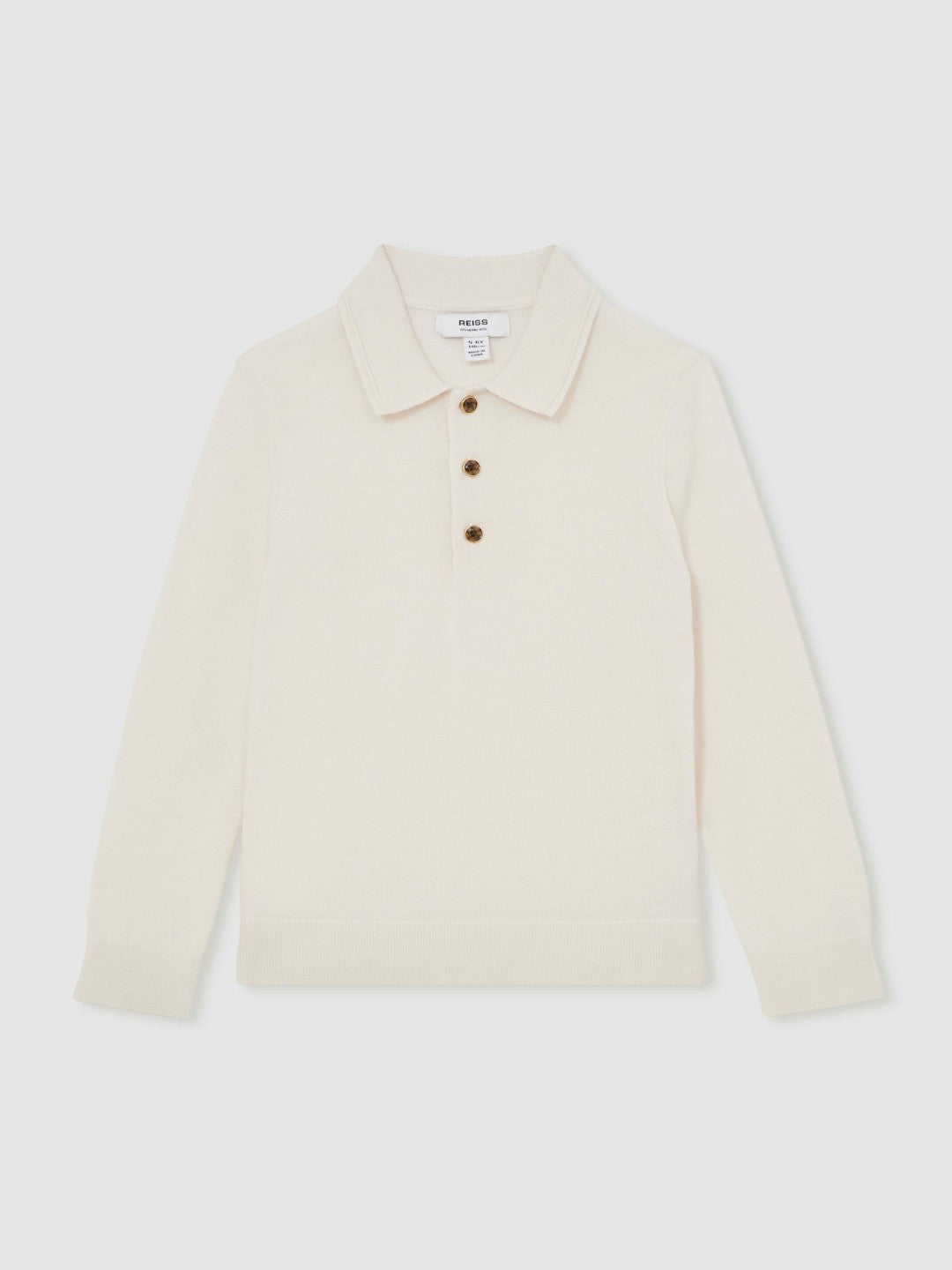 4-9 yrs Merino Wool Long-Sleeve Polo Shirt Snow | Children & Baby