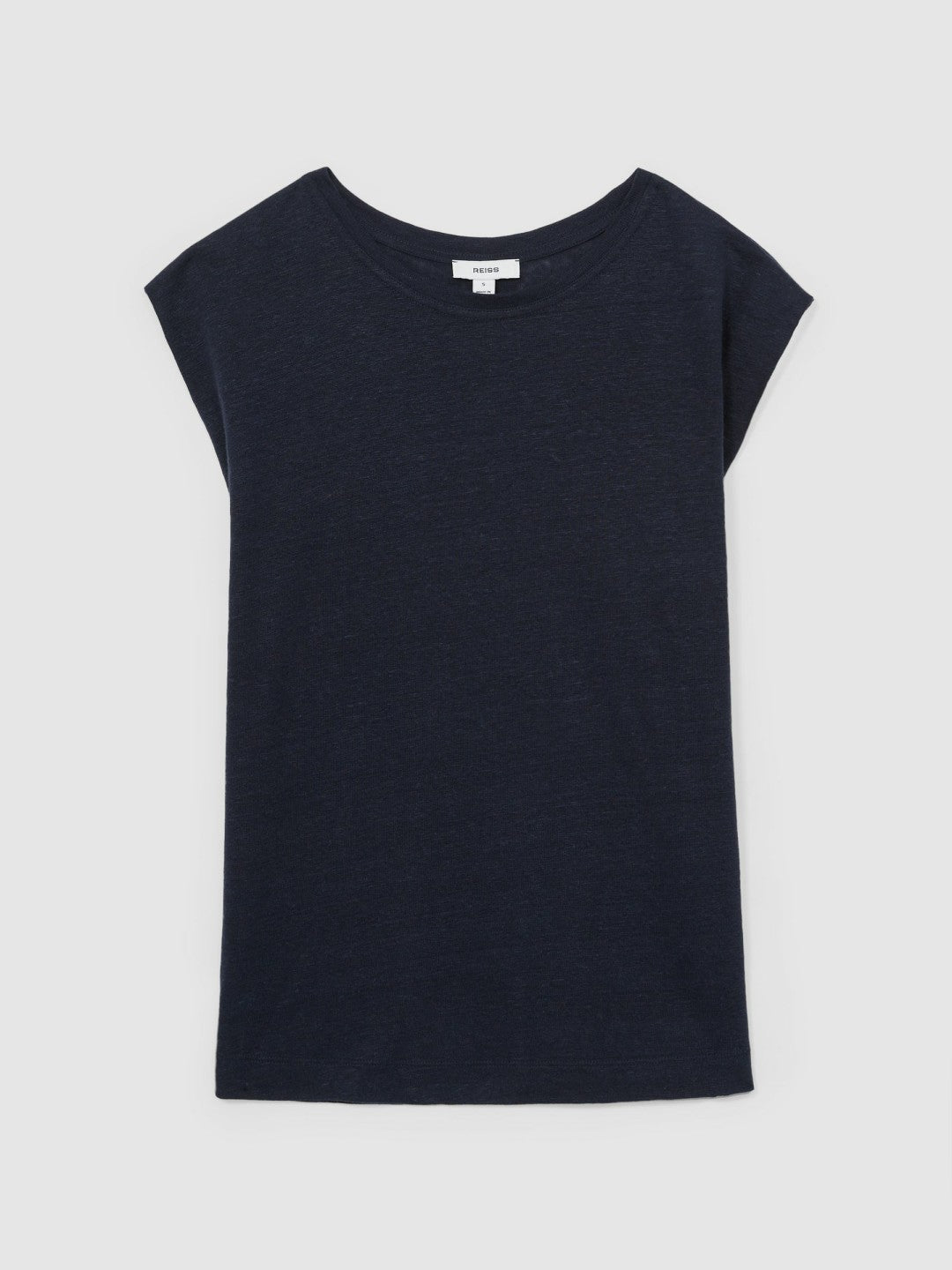 Linen Cap-Sleeve T-Shirt Navy | Women