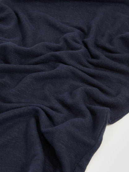 Linen Cap-Sleeve T-Shirt Navy | Women