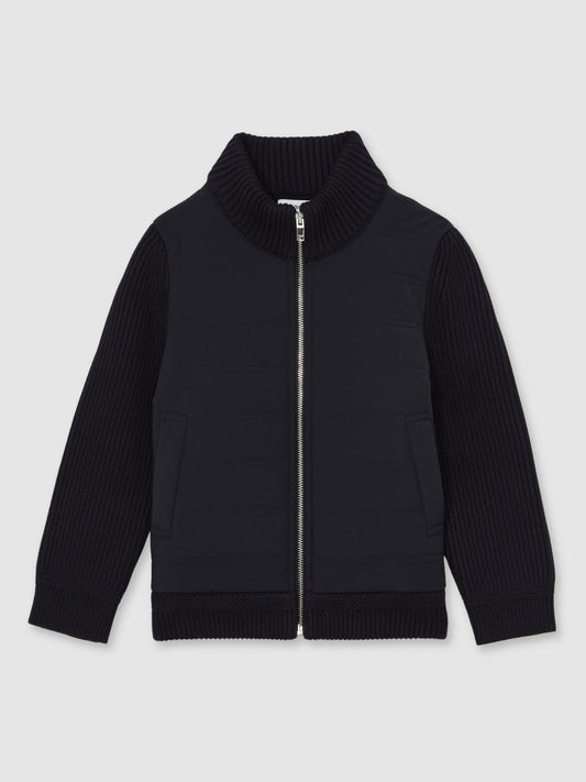 3-9 yrs Hybrid Quilt and Knit Zip Through Jacket Navy | Children & Baby