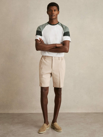 Mercerised-Cotton Colourblock T-Shirt White/Sage | Men