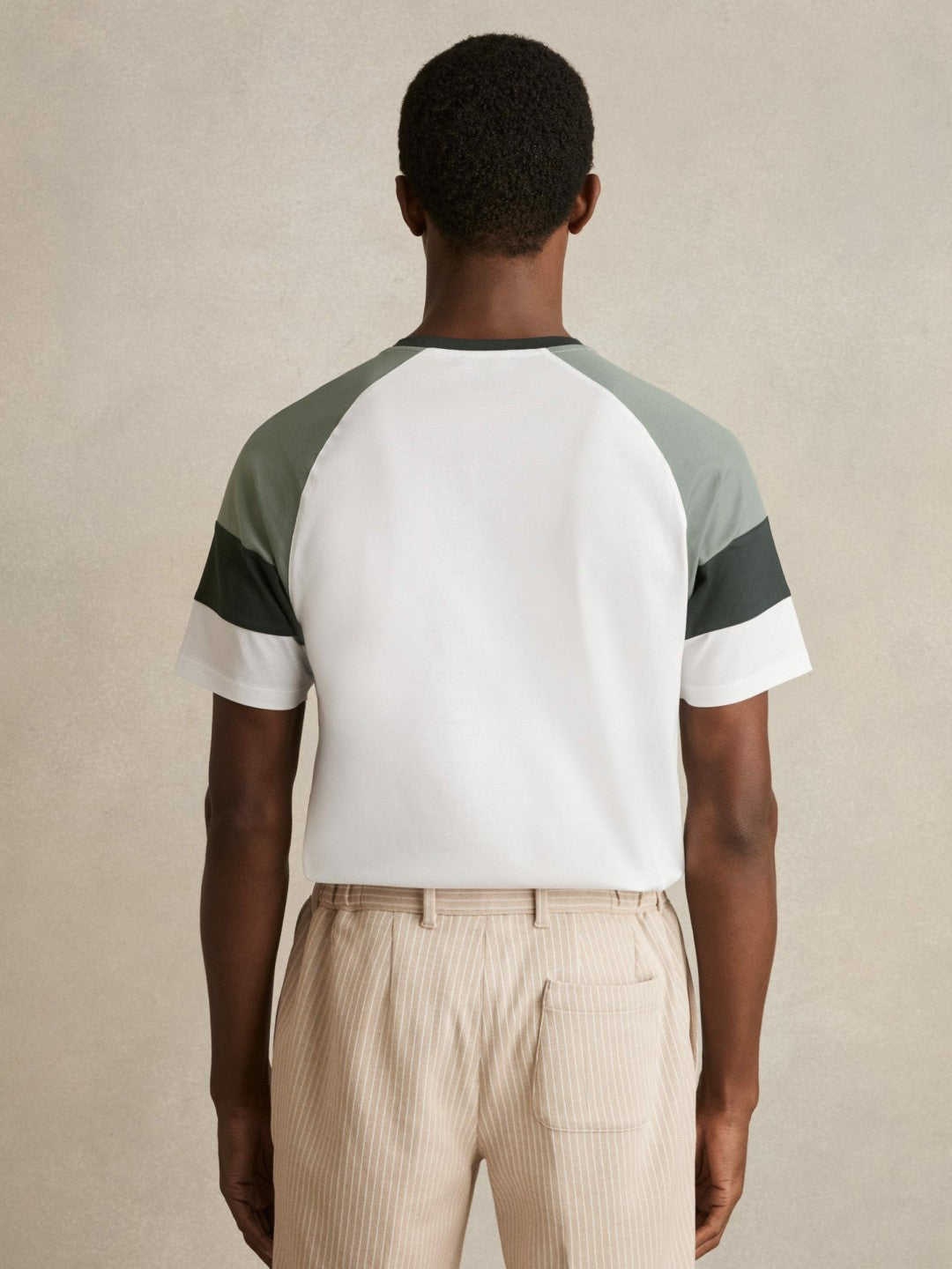 Mercerised-Cotton Colourblock T-Shirt White/Sage | Men