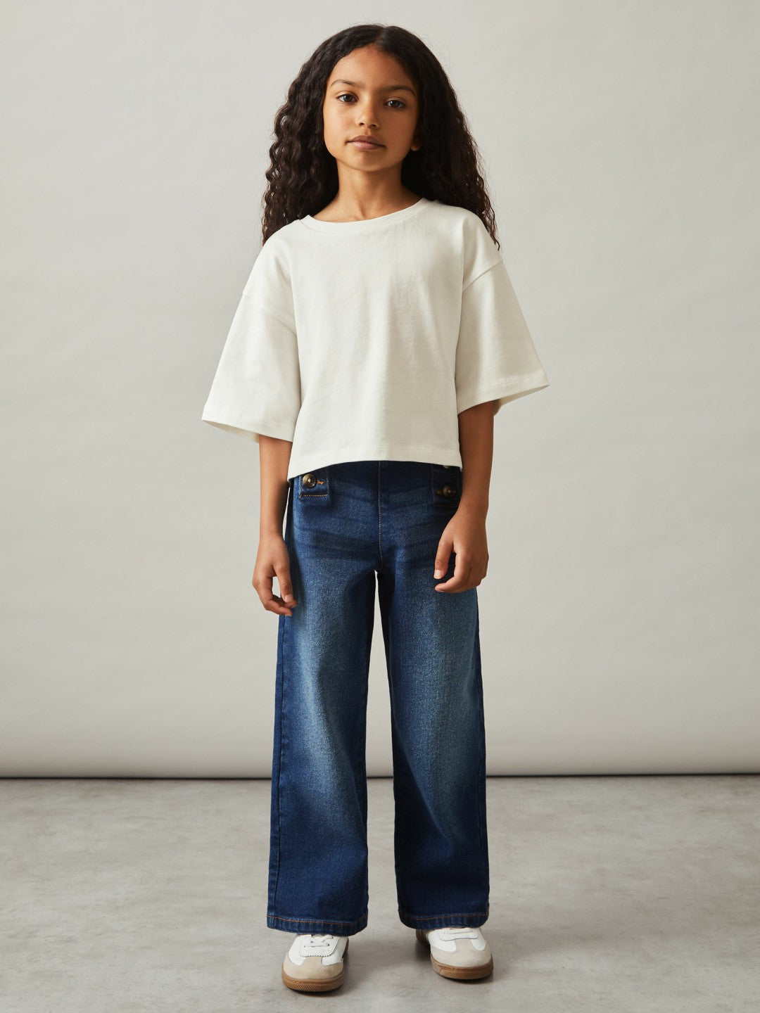 9-13 yrs Oversize Cotton Cropped T-Shirt Ivory | Children & Baby
