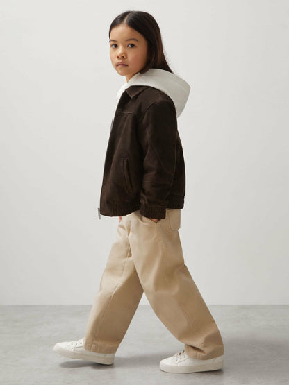 13-14 yrs Unisex Fit McLaren F1 Team Suede Bomber Jacket Distressed Brown | Children & Baby