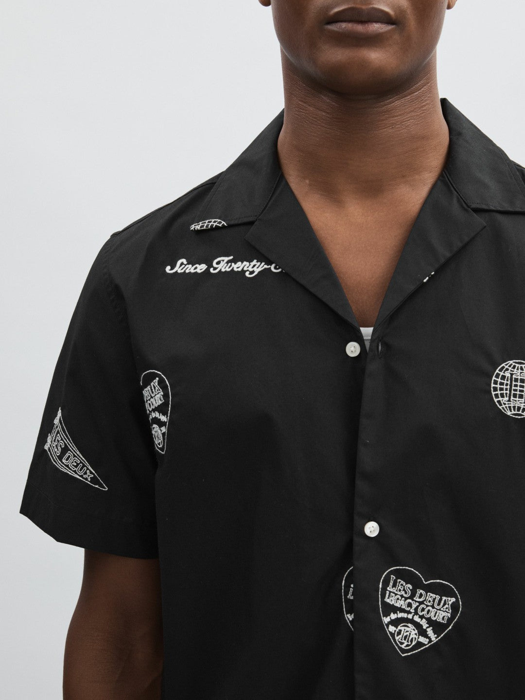 Les Deux Cotton Embroidered Shirt Black Print | Men